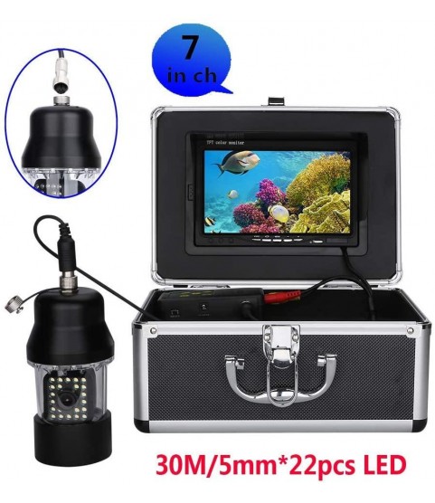 15M Professional Underwater Fishing Video Camera Fish Finder 7 Inch Color Screen Waterproof 22 LEDs 360 Degree Rotating 1000 TVL Camera, for Ice Fishing Sea Fishing