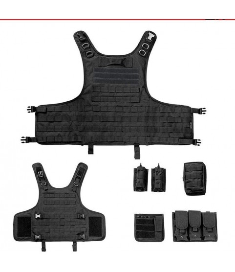 Airsoft MOLLE System Tactical Vest - Built-in Compartment Pocket - 900D Encrypted Polyester - Waist Can Be Extended Size: 95-125CM