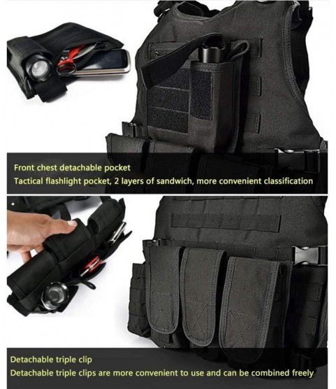Airsoft MOLLE System Tactical Vest - Built-in Compartment Pocket - 900D Encrypted Polyester - Waist Can Be Extended Size: 95-125CM