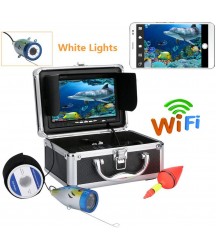 7 inch TFT 50M 1000tvl Underwater Fishing Video Camera Kit,HD WiFi Wireless for iOS Android APP Supports Video Record and Take Photo White LED