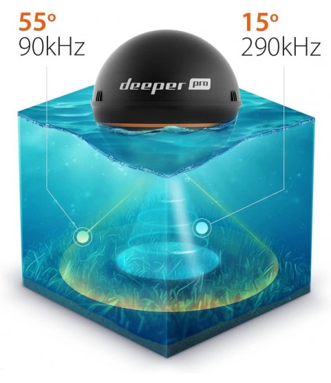 Deeper Smart Sonar PRO Series - Wi-Fi Connected Wireless, Castable, Portable Smart Fishfinder for iOS & Android Devices, Z-Tool & Universal Waterproof Cellphone Case (Bundle)