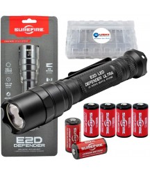 SureFire E2D Defender E2DLU 1000 Lumens Tactical LED Flashlight Bundle with 4 Extra CR123A Batteries and a LightJunction Battery Case