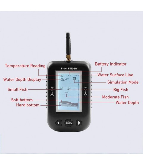 ZY Wireless Sonar Fishfinder Waterproof Visual HD Detector Fish Finder Rechargeable Portable Smart Fishing Gear 80 Meters Receiving Distance