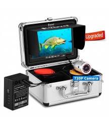 Eyoyo Underwater Fishing Camera, Ice Fishing Camera Portable Video Fish Finder, Upgraded 720P Camera w/ 12 IR Lights, 1024x600 IPS 7 inch Screen, for Ice, Lake, Boat, Sea Fishing (30m+DVR)