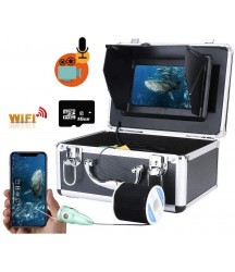 Fish Finders WiFi Wireless 16GB Video Recording DVR, 7 Inch Monitor + 6W IR Underwater Fishing Camera with Cable