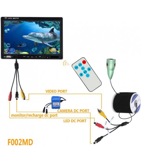 7 Inch Color Digital LCD 1000TVL Fish Finder HD DVR Recorder Waterproof Fishing Video Underwater Fishing Camera,50m