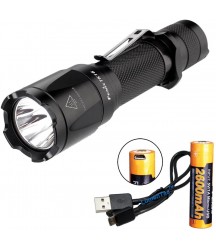 Fenix TK16 1000 Lumen Tactical LED Flashlight/w Instant Strobe, 2600mAH 18650 USB Rechargeable Battery and Lumen Tactical USB Charging Cable