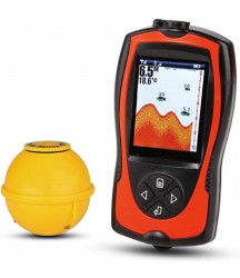 CBPE Portable Fish Finder, Transducer Sonar Sensor 147 Feet Water Depth Finder LCD Screen Echo Sounder Fishfinder with Fish Attractive Lamp for Ice Fishing Sea Fishing