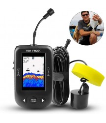 ZY Portable Sonic Wired Fish Finder Visual Color Screen Display Fishing Intelligent Detector Detecting Angle 45 Depth 100M Waterproof Probe