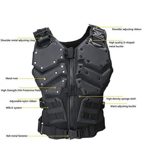 Airsoft MOLLE System Tactical Vest - High-Strength EVA Protective Board - Outdoor Combat, Mission, Military Fans