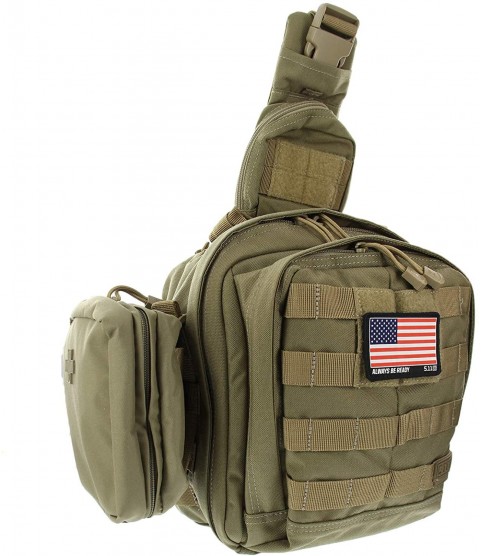 5.11 RUSH MOAB 6 Tactical Sling Pack Med First Aid Patriot Bundle - Sandstone