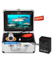 Eyoyo Underwater Fishing Camera, Ice Fishing Camera Portable Video Fish Finder, Upgraded 720P Camera w/ 12 IR Lights, 1024x600 IPS 7 inch Screen, for Ice, Lake, Boat, Sea Fishing (15m)