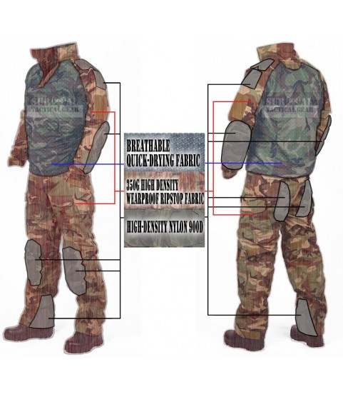 ZAPT Tactical Military Uniform  Airsoft Hunting Army Camo Apparel Shirt and Pants with Elbow Knee Pads Combat Clothing