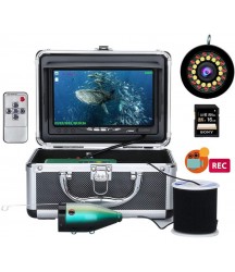 Fish Finders Portable DVR Recorder, 7 Inch Display, 15pcs White LEDs + 15pcs Infrared LEDs Underwater Fishing Video Camera with Cable