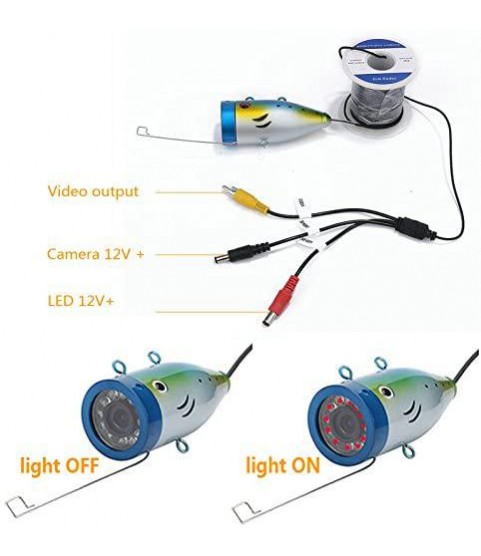 7 inch 1000TVL Fish Finder HD DVR Recorder Waterproof Fishing Video Underwater Fishing Camera 12 PCS LED Infrared Lamp Lights,30m