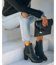 Samira Heeled Faux Leather Bootie