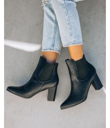 Samira Heeled Faux Leather Bootie