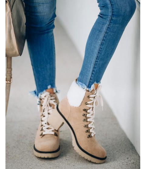 Conquest Heeled Shearling Lace Up Boot - Khaki
