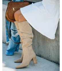 Dolce Heeled Slouch Boot - Taupe
