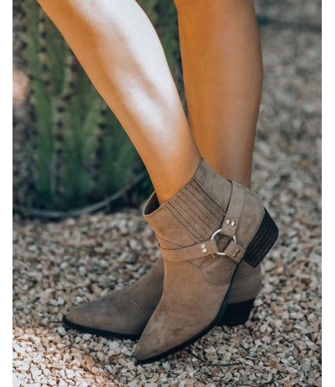 Flynn Faux Suede Western Bootie - Taupe - FINAL SALE