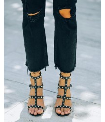 Roxy Studded Strappy Heeled Sandal - Black
