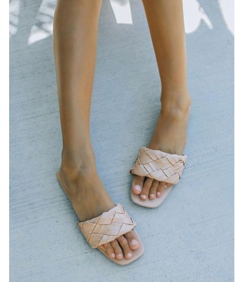 Elle Woven Square Toe Sandal - Nude